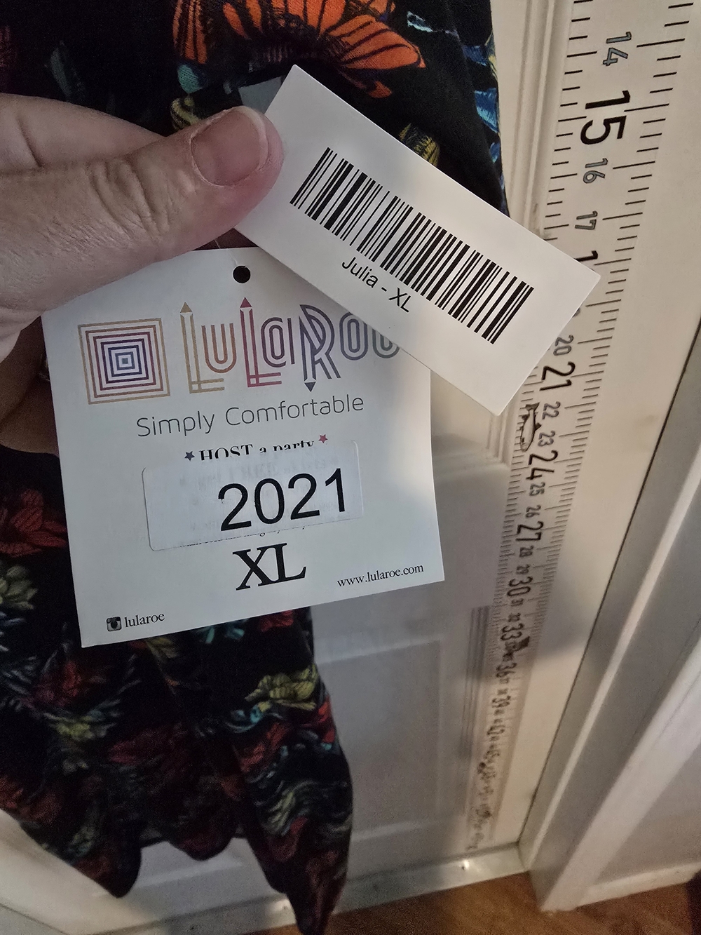 LuLaRoe Black Midi Dress with Red, Yellow & Blue Floral Print - Picture 3 of 3
